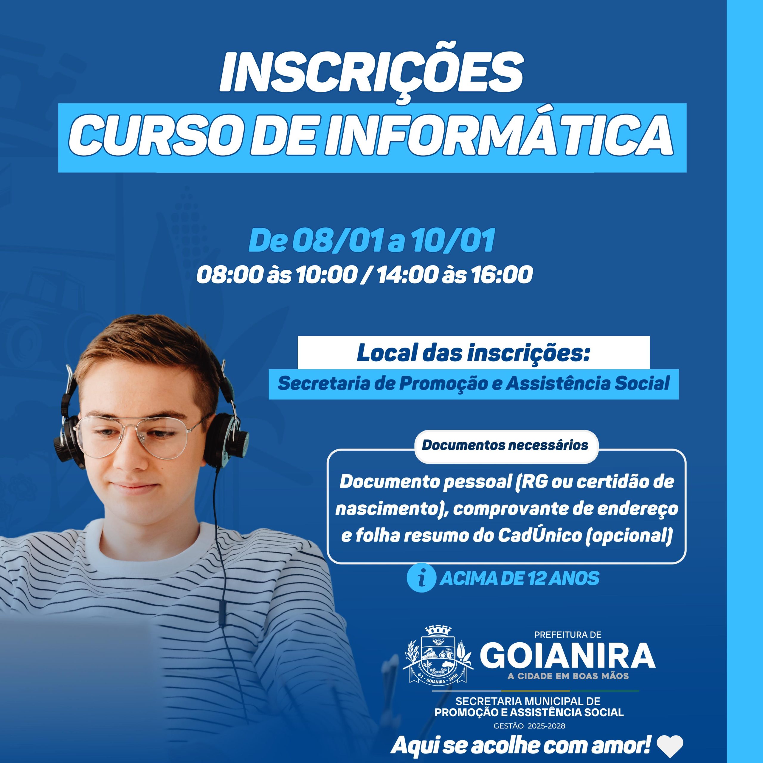 Abertas as Inscrições para o Curso de Informática da Secretaria Municipal de Promoção e Assistência Social